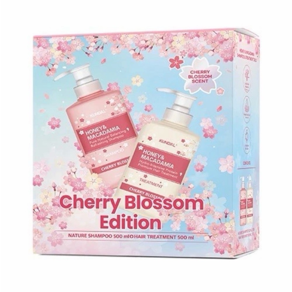 Kundal Cherry Blossom Edition Honey & Macadamia Shampoo + Treatment - Pink
